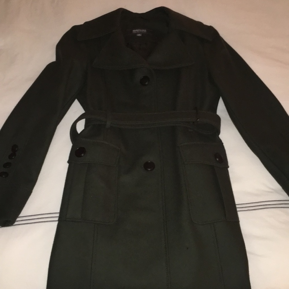 Olive Green Kenneth Cole Wool Trench Coat